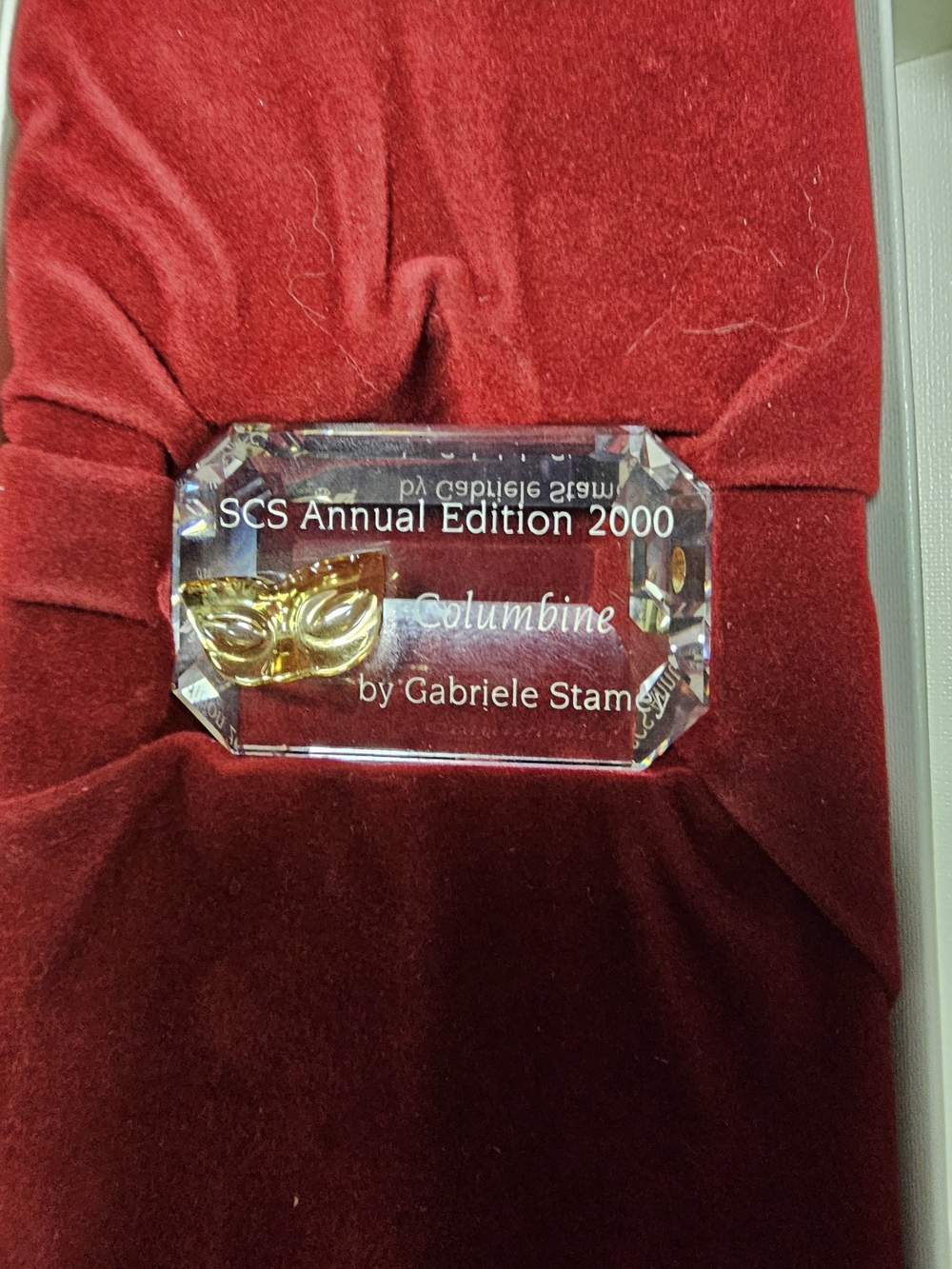 SCS Annual Edition 2000 Columbine Crystal Title Plaque - Yellow Accent